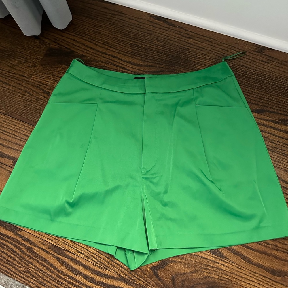Zara Green Satin Shorts